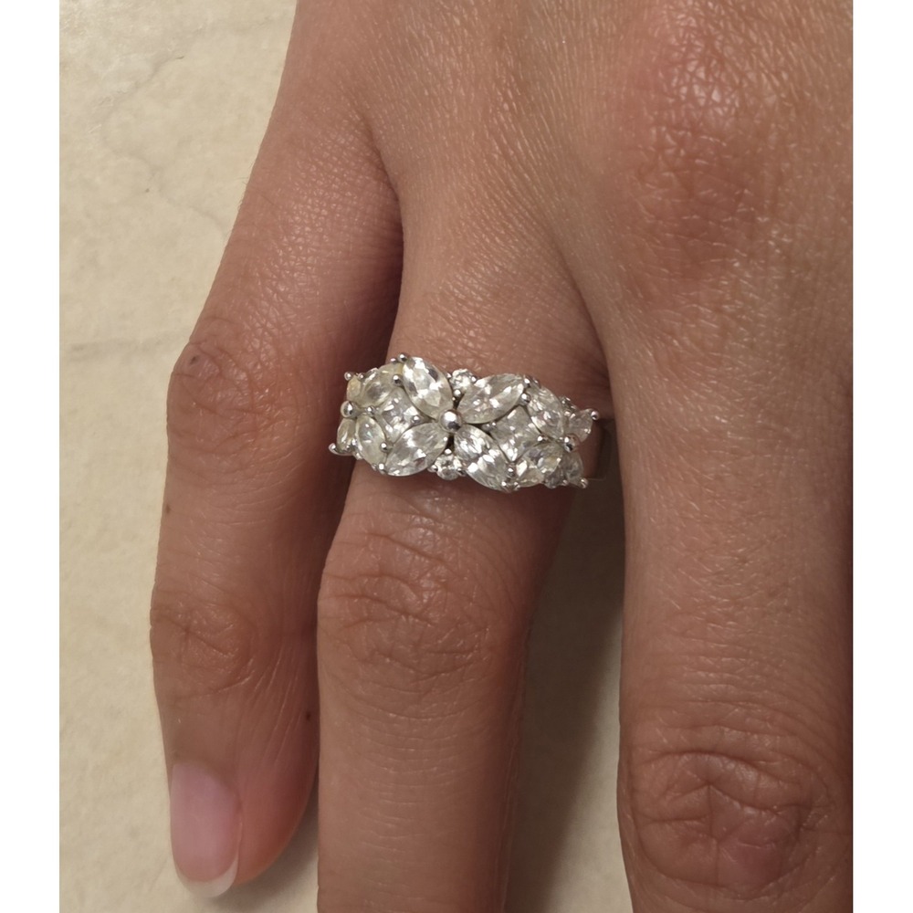 Vintage‎ Sterling Silver 2ct Weight Cubic Zirconia Statement Ring Size 7